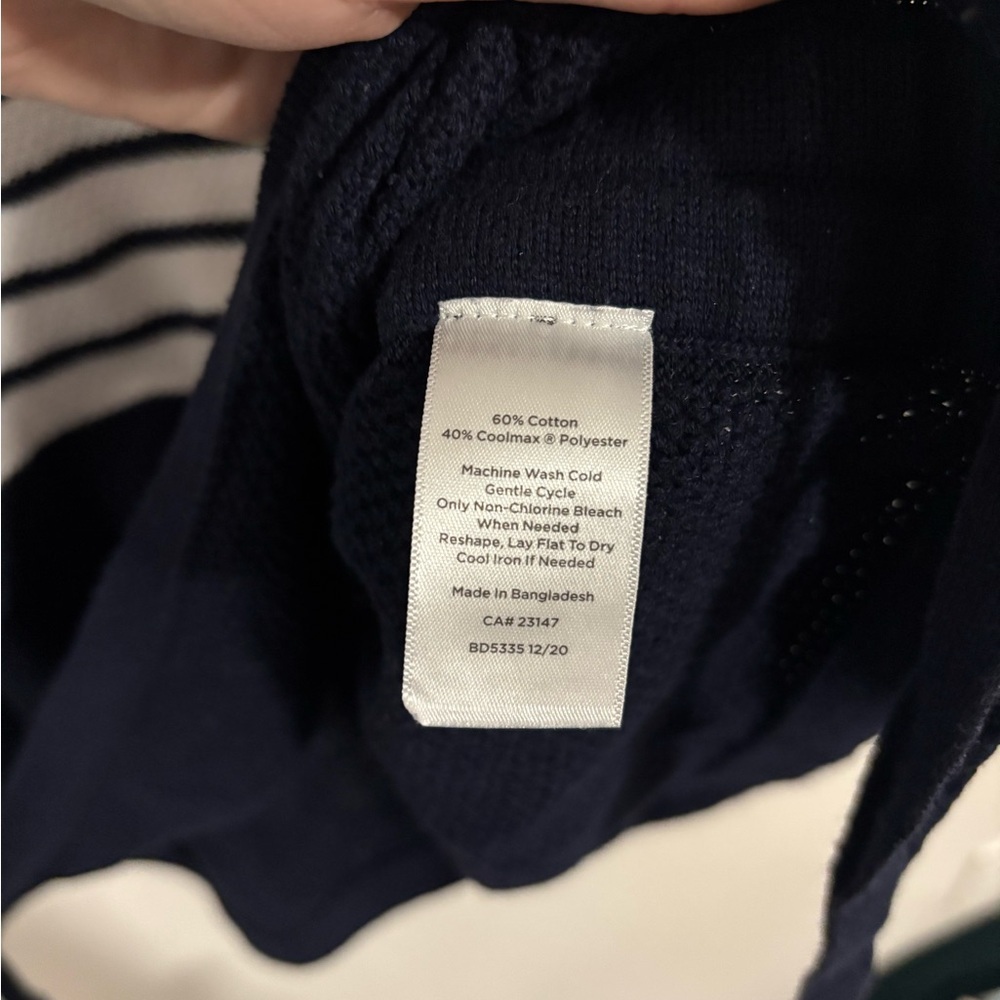 Talbots Navy and White Nautical Striped Knit Top With Side Ties Size Medium - Picture 3 of 6